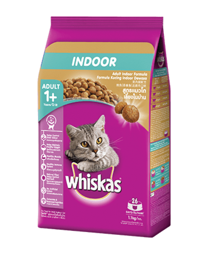 Whiskas Indoor Formula Dry Cat Food (1.1kg)
