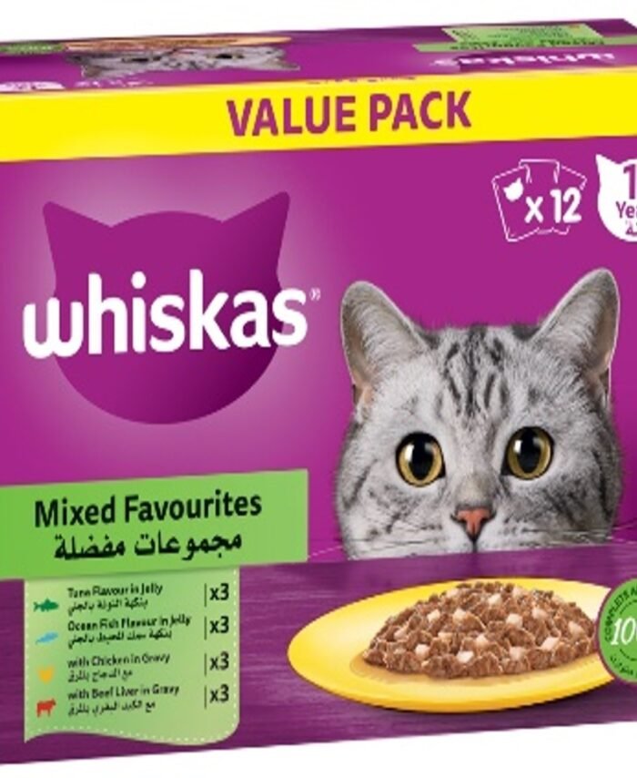 Whiskas Mixed Favorites Wet Cat Food (Pack of 12 x 80g)