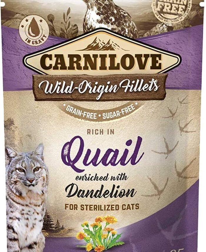Carnilove Quail enriched with Dandelion for Sterilized Cats Wet Food Pouches - 85g